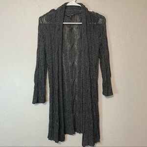 Eileen Fisher Gray Longlined Open Cardigan Loose Knit​​​​​